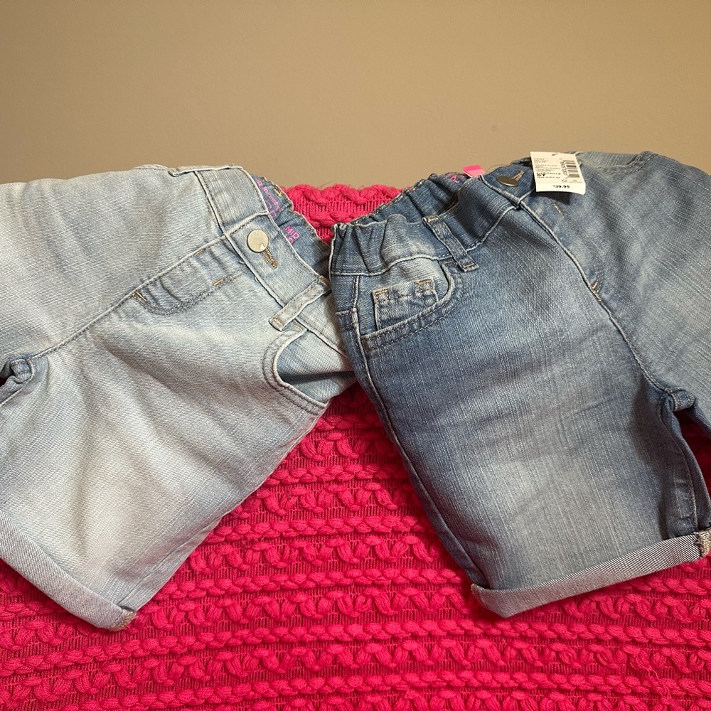 Stylish Kids Denim Shorts Set - Light Blue and Dark Blue